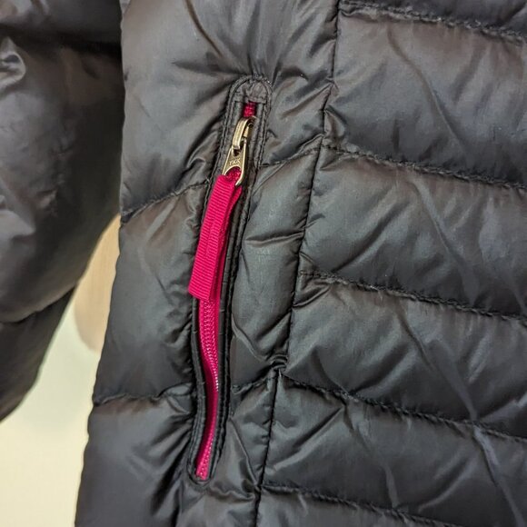 Eddie Bauer Down Long Tunic Length Puffer Parka Coat Black Fushcia Girls L 14-16 - Picture 4 of 16